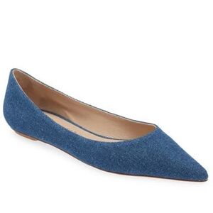 🌹STUART WEITZMAN🌹 Emilia Denim Pointed Toe Flat Size: 6.5